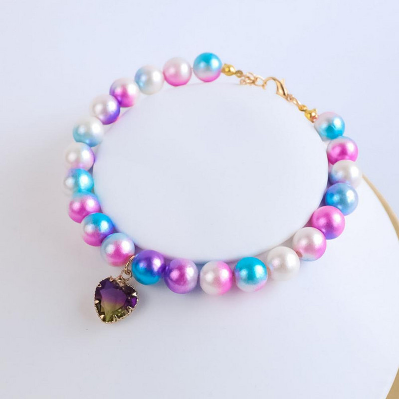 Lemmiklooma kaelakee imetlusväärne dekoratiivne reguleeritava suurusega pärlmutrist mitmevärviline armastuskassi kaelakee õues kasutamiseks