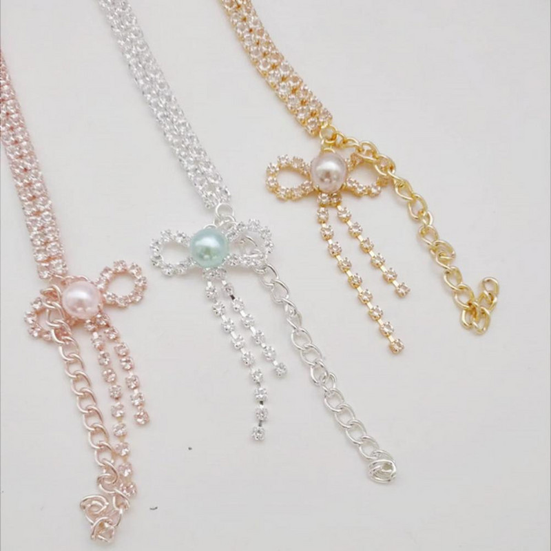 Kisállat macska ékszer nyaklánc nyakörv Faux gyöngy dísz Oxidációgátló réz strassz nyaklánc kisállat ékszer nyaklánc