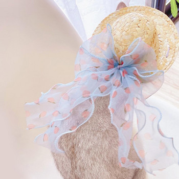 Котешка шапка Дизайн с изкуствена перла Цветна панделка Без алергии Удобна за кожата Устойчива на износване Декоративна лесна за носене Стил на възел с лък Ca