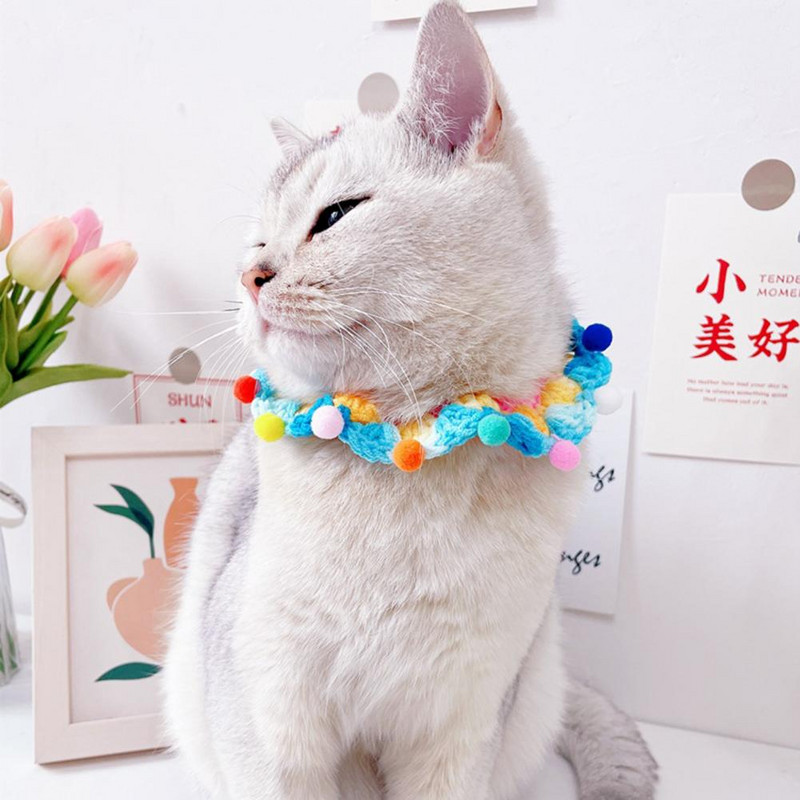 Lemmiklooma kaelarihm, reguleeritav kergesti kantav karvapalli disain, mitteärritav pestav pleekimiskindel polüester värviline lemmiklooma kootud Sc