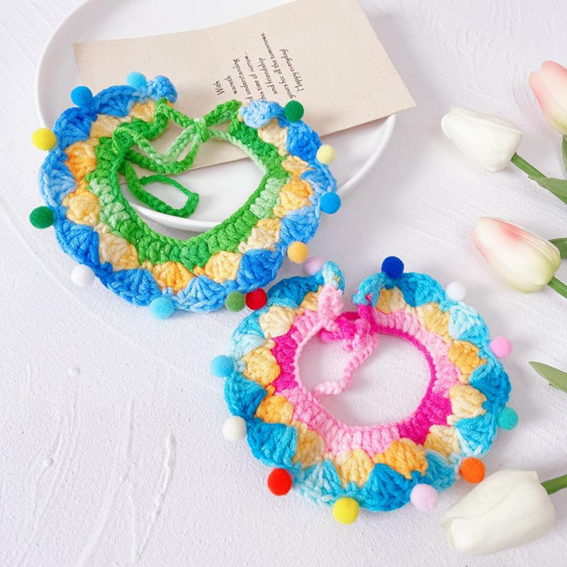 Lemmiklooma kaelarihm, reguleeritav kergesti kantav karvapalli disain, mitteärritav pestav pleekimiskindel polüester värviline lemmiklooma kootud Sc