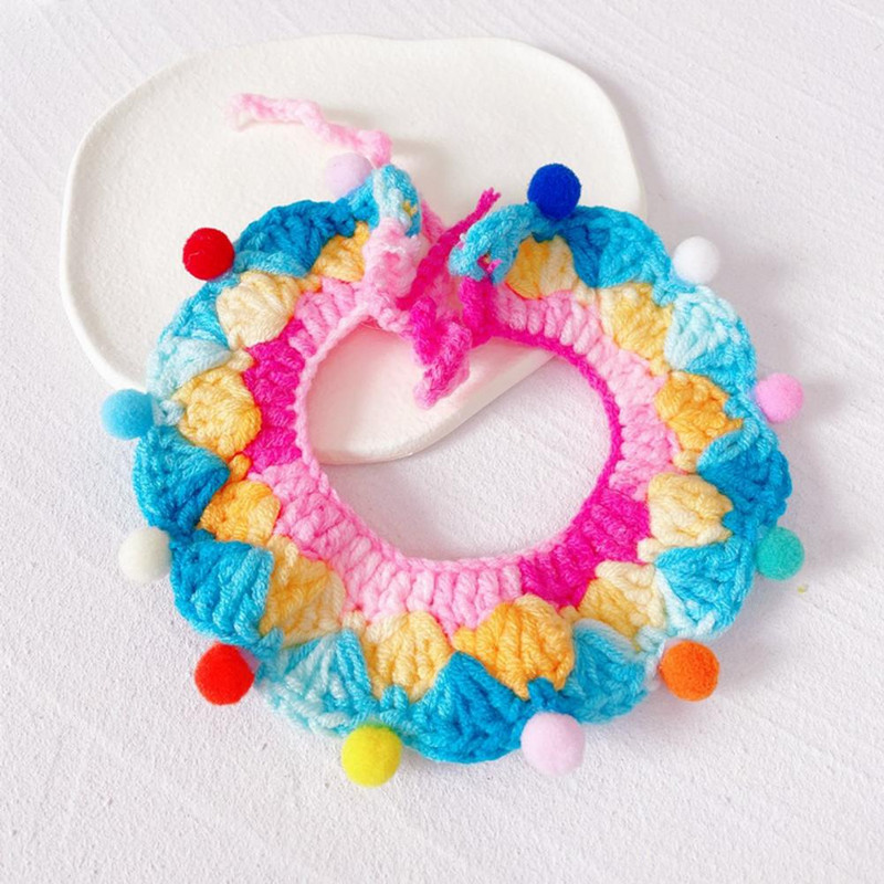 Lemmiklooma kaelarihm, reguleeritav kergesti kantav karvapalli disain, mitteärritav pestav pleekimiskindel polüester värviline lemmiklooma kootud Sc