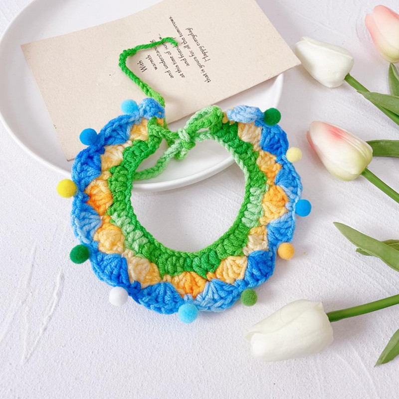 Lemmiklooma kaelarihm, reguleeritav kergesti kantav karvapalli disain, mitteärritav pestav pleekimiskindel polüester värviline lemmiklooma kootud Sc