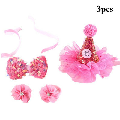 4PCS Kawaii Комплект шапки за рожден ден за домашни любимци Празнична декоративна мрежа Прекрасна котешка парти шапка Кученце Папийонка Мека шапка Кученце Шапки Котешки подаръци