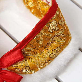 Китайски стил Новогодишна котешка папийонка Удобна регулируема лента Дизайн Празничен брокат Есен Зима Топла яка Стоки за домашни любимци