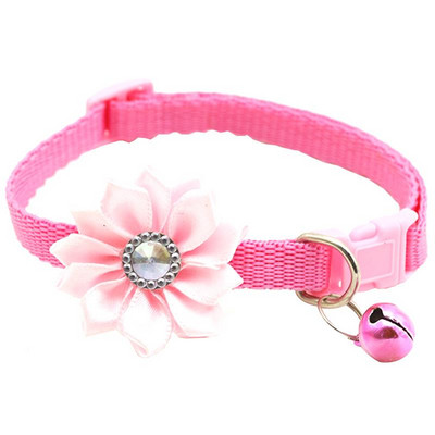1 tk lilledega kivist kaunistusega lemmikloomade kaelarihm, reguleeritav kassi koera kaelarihm, kaelakee kellukesega Lemmikloomatarbed, rõivatarvikud