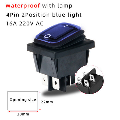 KCD4 vodootporan prekidač za brod 6-pinski 4-pinski prekidač za zaključavanje SPST/SPDT16A 30A vodootporan sa svjetlom 12v24v220V preklopni prekidač