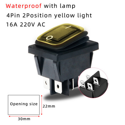 KCD4 vodootporan prekidač za brod 6-pinski 4-pinski prekidač za zaključavanje SPST/SPDT16A 30A vodootporan sa svjetlom 12v24v220V preklopni prekidač