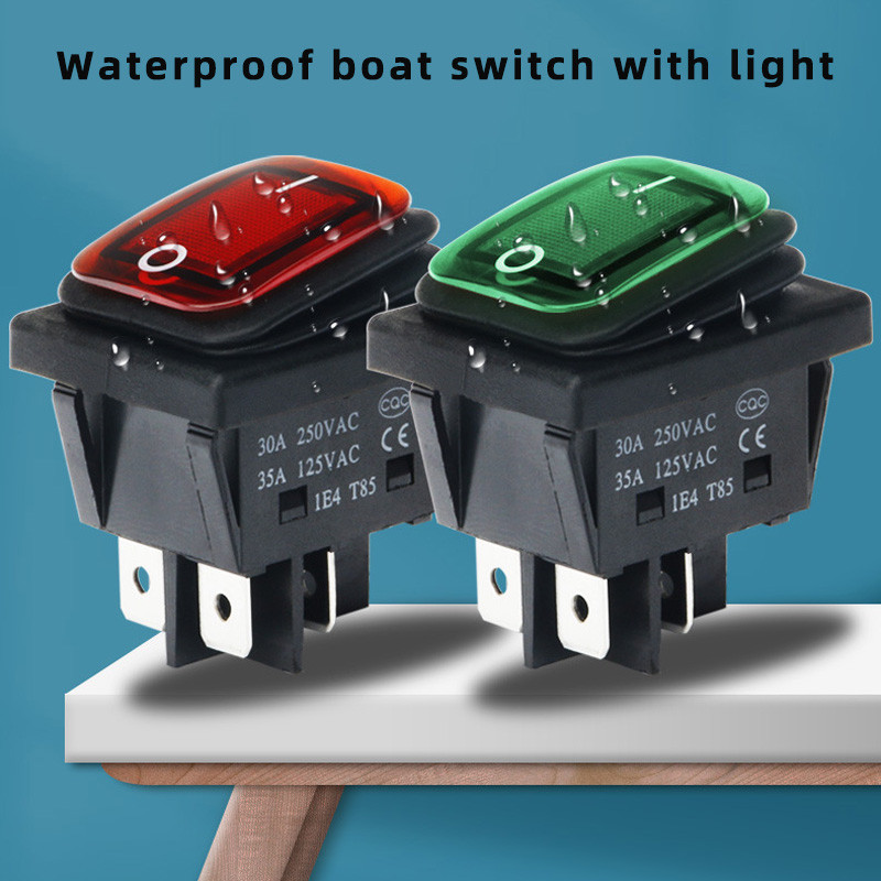 KCD4 vodootporan prekidač za brod 6-pinski 4-pinski prekidač za zaključavanje SPST/SPDT16A 30A vodootporan sa svjetlom 12v24v220V preklopni prekidač