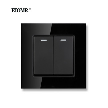 EIOMR EU/UK Standard Light Wall Switch 16A 250V 2 Gang 1 Way /2 Way Rocker Switch Large panel Luxury Wall Key Incessed switch