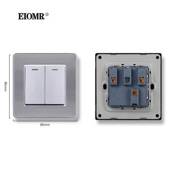 EIOMR EU/UK Standard Light Wall Switch 16A 250V 2 Gang 1 Way /2 Way Rocker Switch Large panel Luxury Wall Key Incessed switch