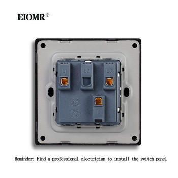 EIOMR EU/UK Стандартен стенен превключвател за осветление 16A 250V 2 банди 1-посочен/2-посочен превключвател с голям панел Луксозен стенен ключ за вграждане