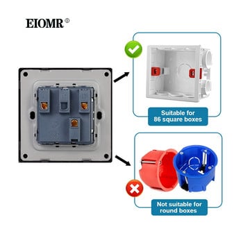 EIOMR EU/UK Standard Light Wall Switch 16A 250V 2 Gang 1 Way /2 Way Rocker Switch Large panel Luxury Wall Key Incessed switch