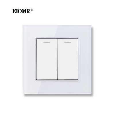 EIOMR EU/UK standarta gaismas sienas slēdzis 16A 250V 2 grupas 1 virzienu / 2 virzienu svirslēdzis liela paneļa luksusa sienas atslēgas padziļināts slēdzis