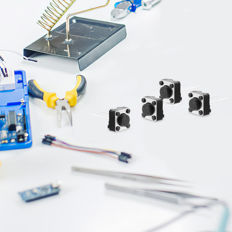 100 vnt. lytėjimo jungiklio mygtuko miniatiūrinė PCB mikro plastikinė trumpalaikė duona