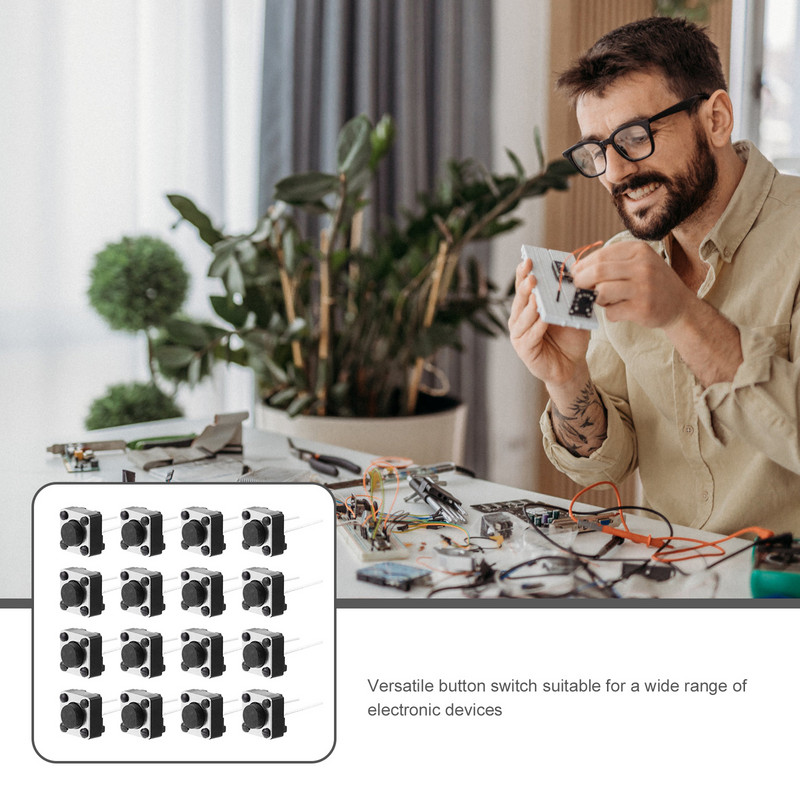 100 vnt. lytėjimo jungiklio mygtuko miniatiūrinė PCB mikro plastikinė trumpalaikė duona