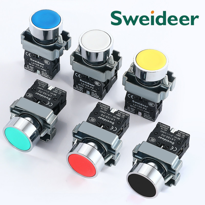 Lüliti nupp hetkeline isetähtestamine XB2 väike lame, ümmargune pea, 22 mm toitenupplüliti XB2-BA42 XB2-BA31 XB2-BA51 10A NC/NO