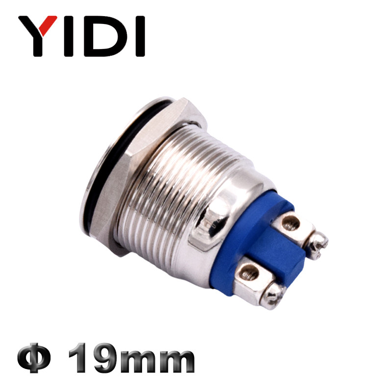 19mm metallist LED-indikaatortuli, punane roheline sinine kollane valge LED 12V 24V 220V veekindel kroomitud pilootvalgusti signaallamp