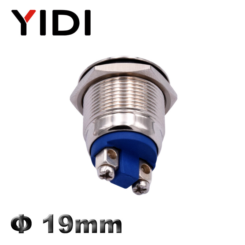 19mm metallist LED-indikaatortuli, punane roheline sinine kollane valge LED 12V 24V 220V veekindel kroomitud pilootvalgusti signaallamp