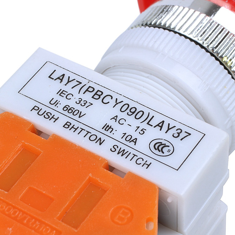 2X Red Mushroom Cap 1NO 1NC DPST vészleállító nyomógombos kapcsoló AC 660V 10A