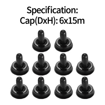10Pcs 6mm διακόπτης εναλλαγής σιλικόνης Αδιάβροχο Dust Cap Boot Black Resistance Cover for Auto Car Boat Yacht Vessels Marine