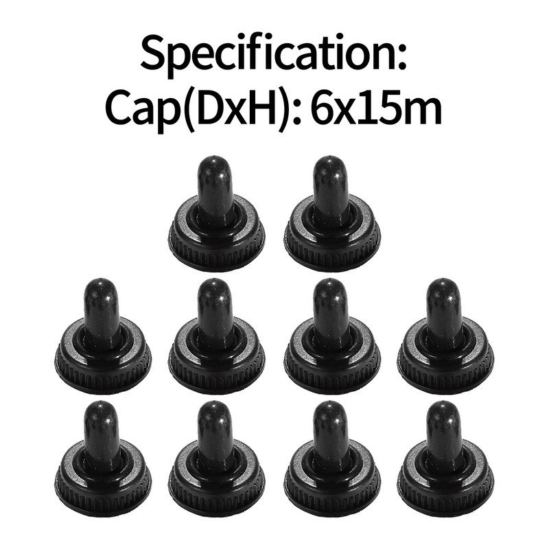 10Pcs 6mm διακόπτης εναλλαγής σιλικόνης Αδιάβροχο Dust Cap Boot Black Resistance Cover for Auto Car Boat Yacht Vessels Marine