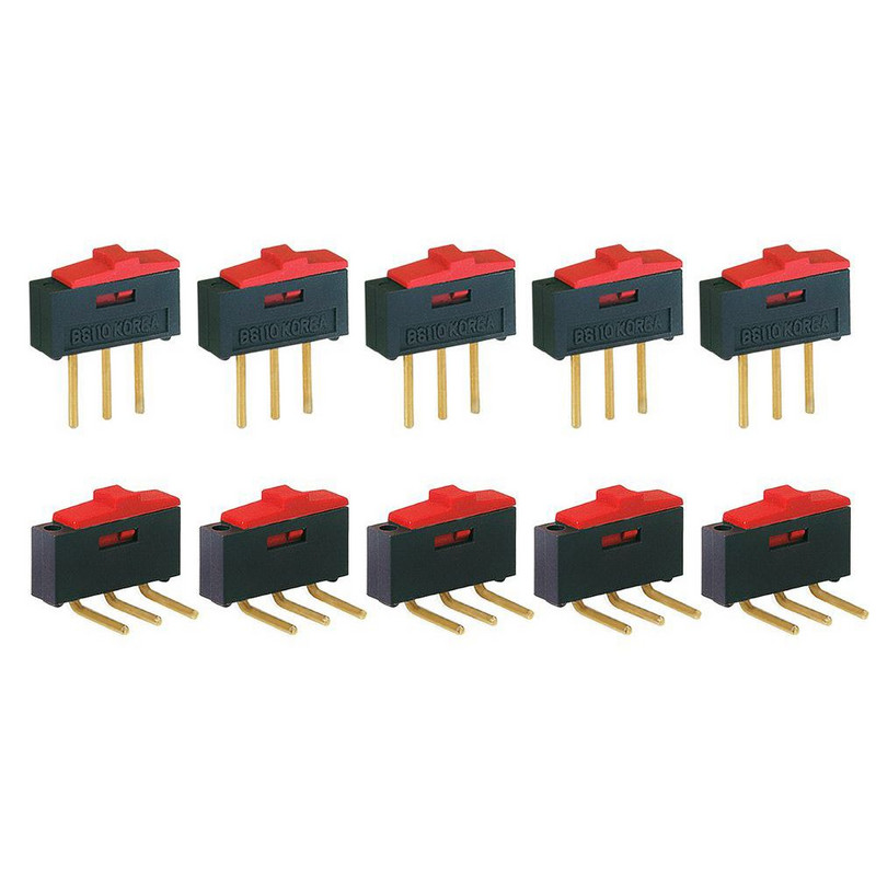 5PCS Slide Switch Toggle Switch BSI-10/BSI-10H 1P2T 2 Position 3 Pin DC12V 0.3A Professional Durable Red Mini Switch
