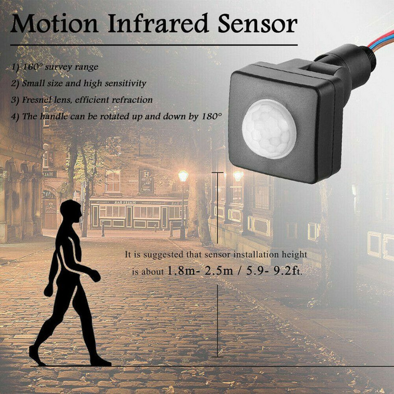 PIR tänavavalgusti kvaliteetne vahelduvvoolu 220 V automaatne sisselülitus väljalülitusvalgusti lülitid valgustusandur Liikumisinfrapuna andur