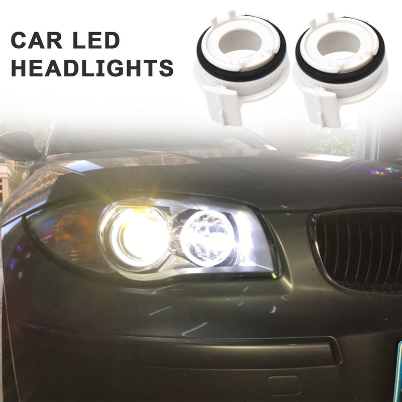 2 vnt H7 automobilio LED priekinių žibintų lempučių laikiklio pagrindo laikiklio adapteris, skirtas BMW E46 E65 E90 3 serijai 325ci 325i 330ci 330i M3 328Ci 323i
