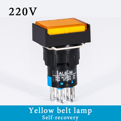 1 KOM Četvrtasti LA16-22D prekidač s gumbom koji se sam poništava/samo zaključava sa lampom 16 mm napajanje 8-pinski dvostruki kontakt 2NC/2NO 220V 24V