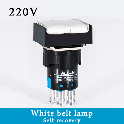 1 KOM Četvrtasti LA16-22D prekidač s gumbom koji se sam poništava/samo zaključava sa lampom 16 mm napajanje 8-pinski dvostruki kontakt 2NC/2NO 220V 24V