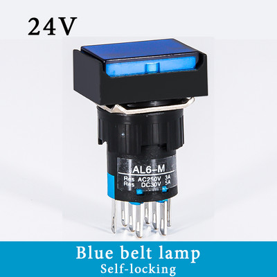 1 KOM Četvrtasti LA16-22D prekidač s gumbom koji se sam poništava/samo zaključava sa lampom 16 mm napajanje 8-pinski dvostruki kontakt 2NC/2NO 220V 24V