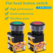 1 KOM LA38-11BN Tipka Prekidač Veličina otvora 30 MM Start Stop Samoreset Točka Okrugli pritisak Napajanje Crveno Zeleno 1NC/1NO