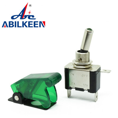 Lüliti lüliti automaatne paadiga veoauto 12 V LED-valgus, 3 kontaktiga SISSE, väljas 20 A koos ohutuslennuki ülespööratava kattekaitsega punane roheline