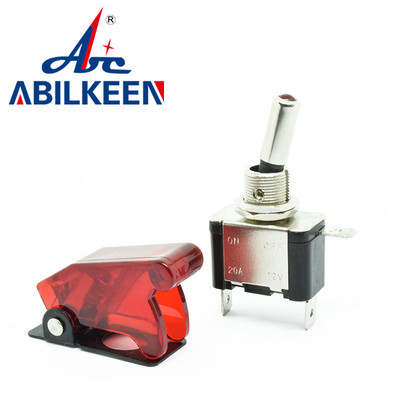 Lüliti lüliti automaatne paadiga veoauto 12 V LED-valgus, 3 kontaktiga SISSE, väljas 20 A koos ohutuslennuki ülespööratava kattekaitsega punane roheline