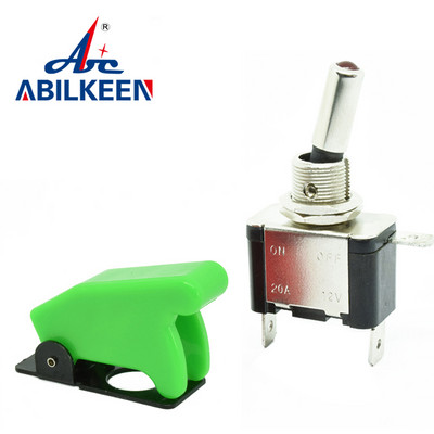 Lüliti lüliti automaatne paadiga veoauto 12 V LED-valgus, 3 kontaktiga SISSE, väljas 20 A koos ohutuslennuki ülespööratava kattekaitsega punane roheline