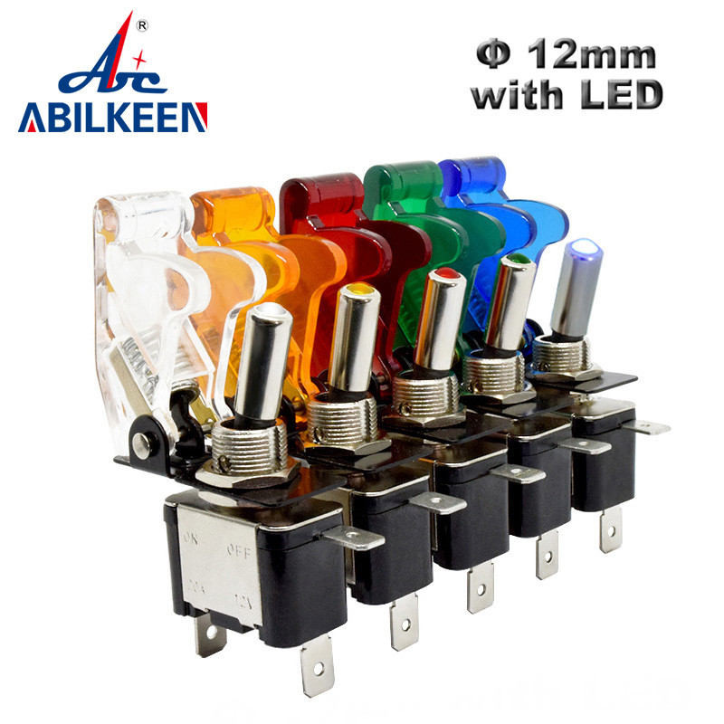 Comutator comutator Auto Mașină Barcă Camion 12 V Lumină LED Iluminată 3 pini ON Off 20 A cu protecție pentru aeronave de siguranță Roșu Verde