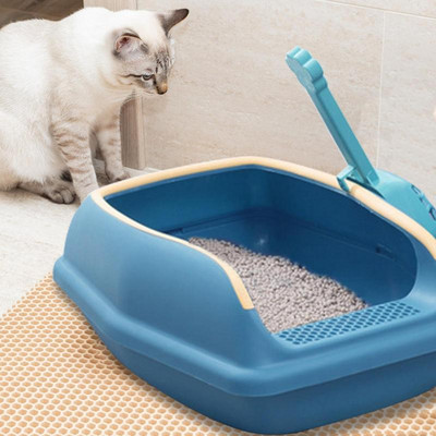 Cat Litter Box Large Capacity Semi closed Plastic Sand Box For Cats Pet Toilet Anti Splash Cat Tray Cleaning Bath Basin Supplies