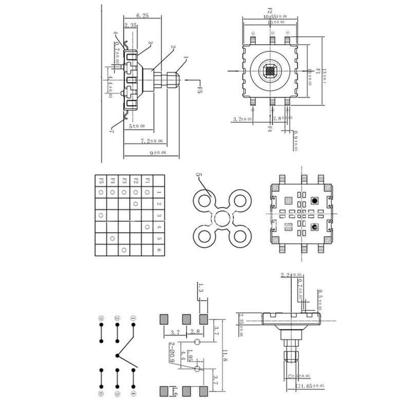 10 tk Vastupidav 10 * 10 * 9 mm lüliti pistik 6 kontaktiga surunupu lüliti puutelüliti viiesuunaline lüliti puutetundlik lüliti