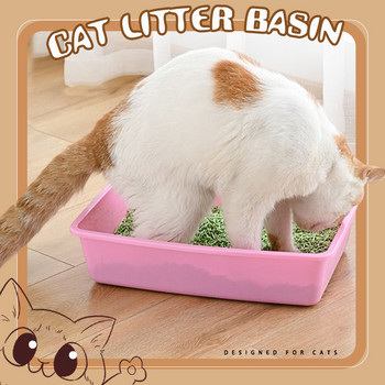 Τουαλέτα κατοικίδιων κατοικίδιων κατοικίδιων κατοικίδιων κατοικίδιων ζώων Τουαλέτα κρεβατιού Anti Splash Cats Litter Box Δίσκος γάτας με Scoop Kitten Dog Clean Toilette Home Πλαστικό κουτί άμμου Προμήθειες για γάτες