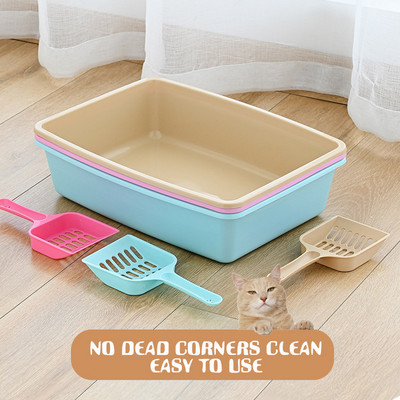 Pet Toilet Bedpan Anti Splash Cats Litter Box Cat Tray with Scoop Kitten Dog Clean Toilette Home Plastic Sand Box Cat Supplies