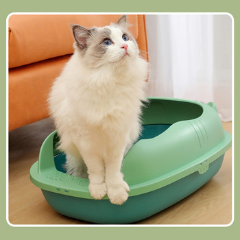 Ημι-κλειστό κιβώτιο απορριμάτων γατάκια κατά του πιτσιλίσματος Είδη για γατάκια Μεγάλης χωρητικότητας Τουαλέτα για αποφυγή πιτσιλίσματος
