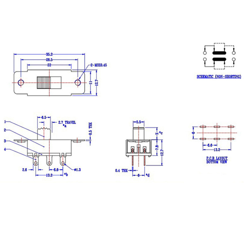 10 τμχ SS-23F19 Εναλλαγή διακόπτη διακόπτη Mini Slide Switches 6pin SS23F19 SS-23E26