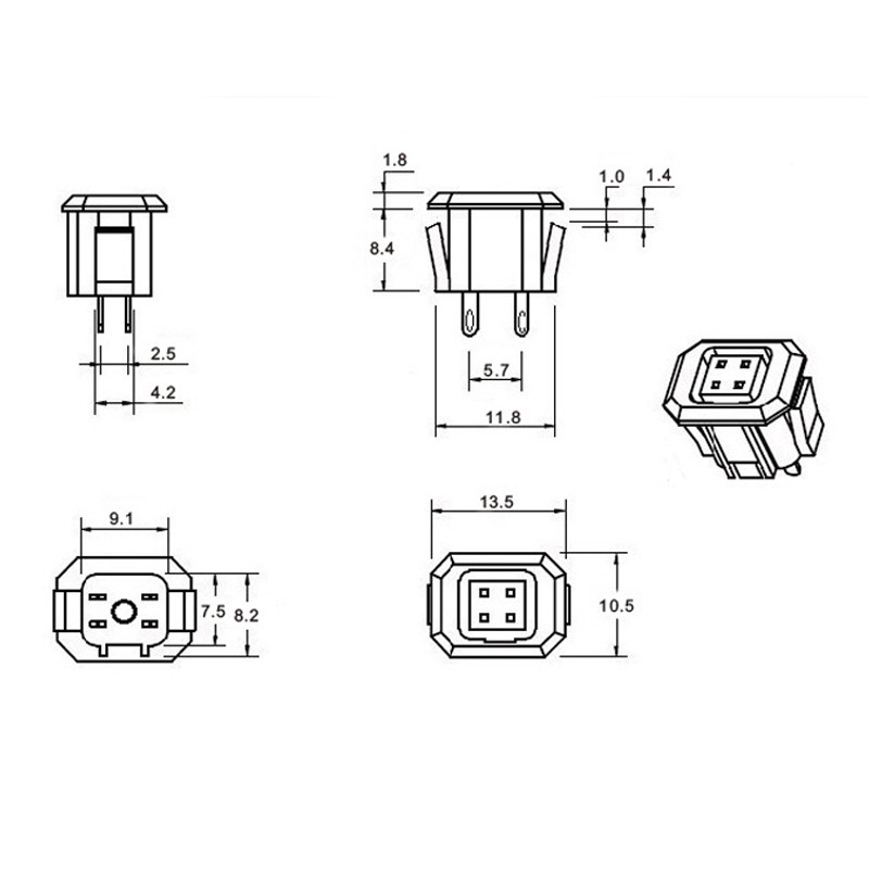 5 tk optilise kiu baasi turvaseire objektiiv, automaatne ava, 4 südamikuga pesa, 4 kontaktiga, vasest isane pistikupesa ühendus DC