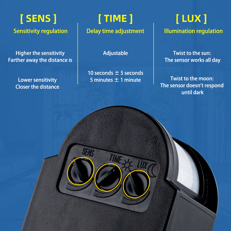 12V 24V 85-265V liikumisandur PIR liikumisandur Automaatne infrapuna seinakinnitus taimer välistingimustes LED liikumisanduri valguslüliti