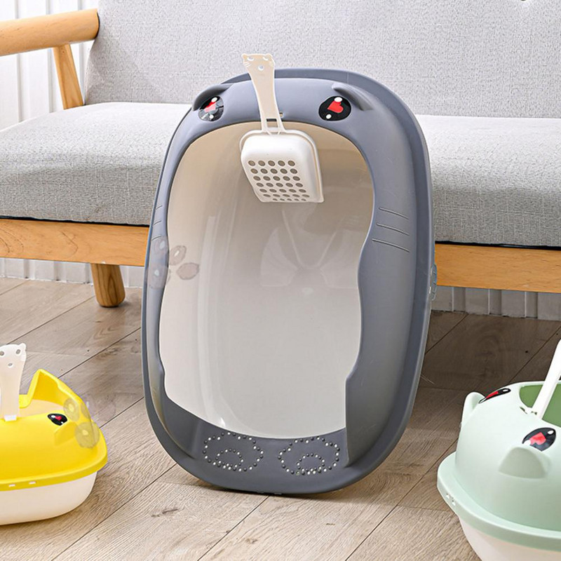 1 set Lagani WC s pijeskom za mačke Veliki prostor za mačje kakanje Otporan na habanje Kutija s pijeskom za mačke s lopatom za pijesak