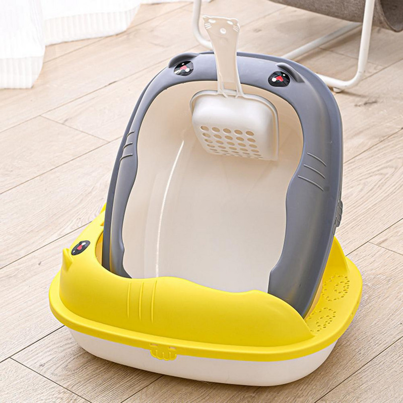 1 set Lagani WC s pijeskom za mačke Veliki prostor za mačje kakanje Otporan na habanje Kutija s pijeskom za mačke s lopatom za pijesak