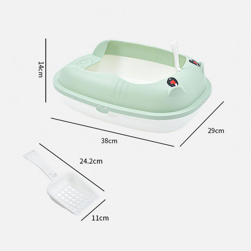 1 set Lagani WC s pijeskom za mačke Veliki prostor za mačje kakanje Otporan na habanje Kutija s pijeskom za mačke s lopatom za pijesak