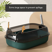 Kassiliivakast, poolkinnine liivakastikast kassidele, plastist lemmikloomakäimla PP vaiguga kõrge külje pritsmevastane sõelumiskast