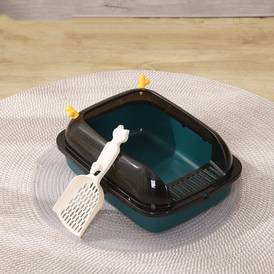 Kassiliivakast, poolkinnine liivakastikast kassidele, plastist lemmikloomakäimla PP vaiguga kõrge külje pritsmevastane sõelumiskast